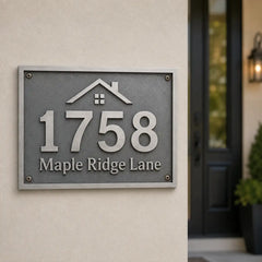 Bronze address plaque with personalized house number engraving