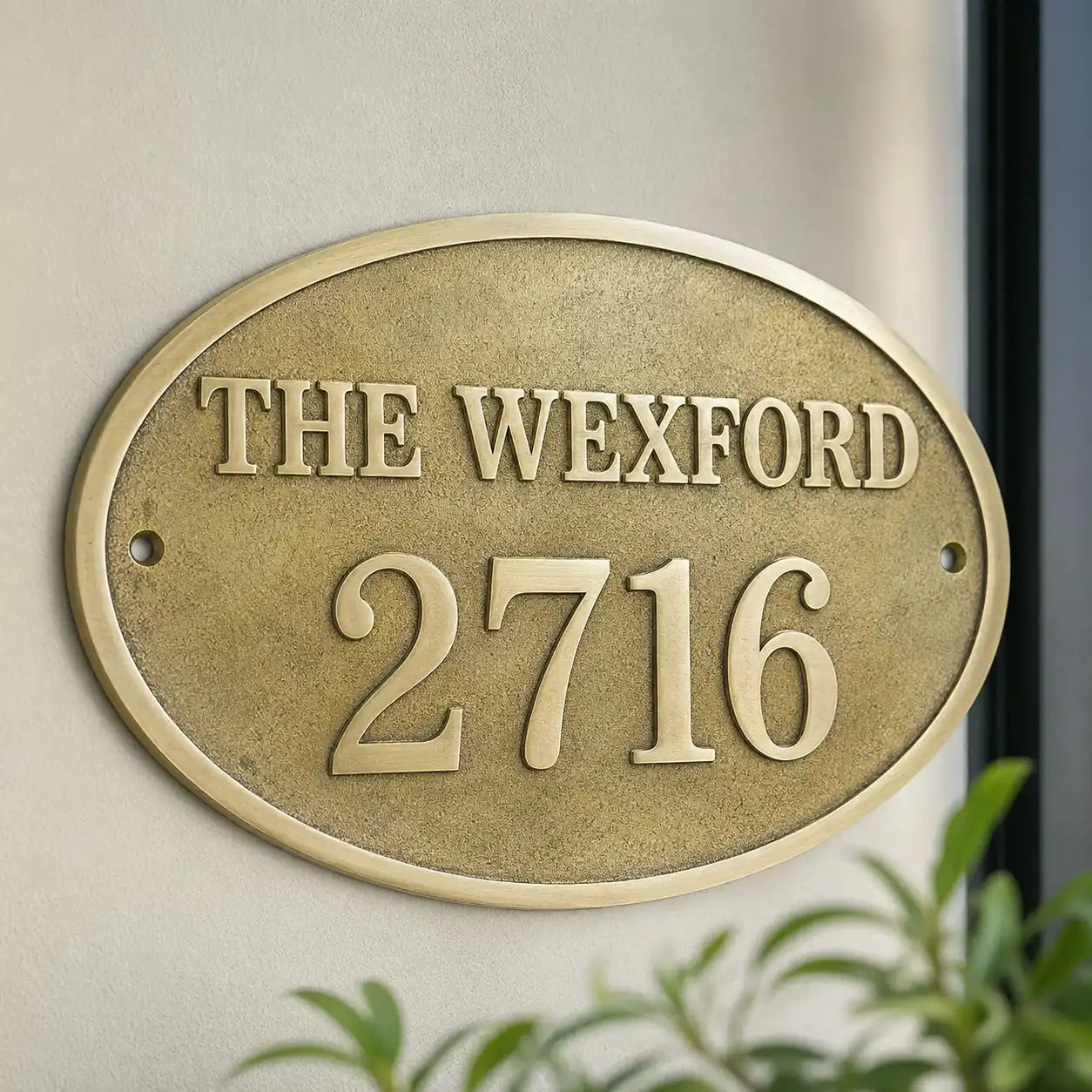 Outdoor bronze address plaque with custom engraving