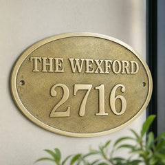 Outdoor bronze address plaque with custom engraving
