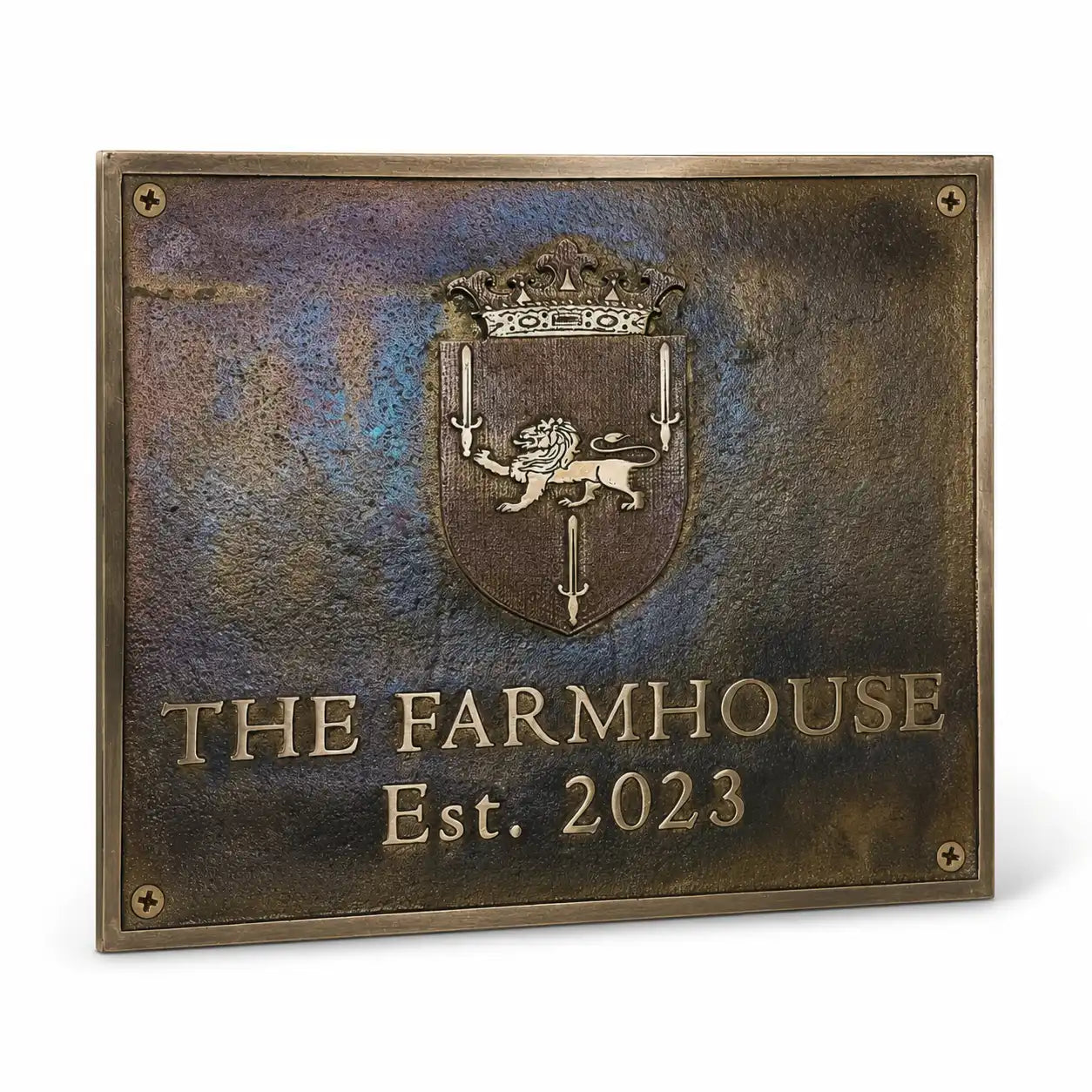 Personalized brass house address sign with durable engraved finish