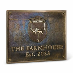 Personalized brass house address sign with durable engraved finish
