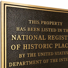 Personalized bronze historic plaque with engraved National Register design