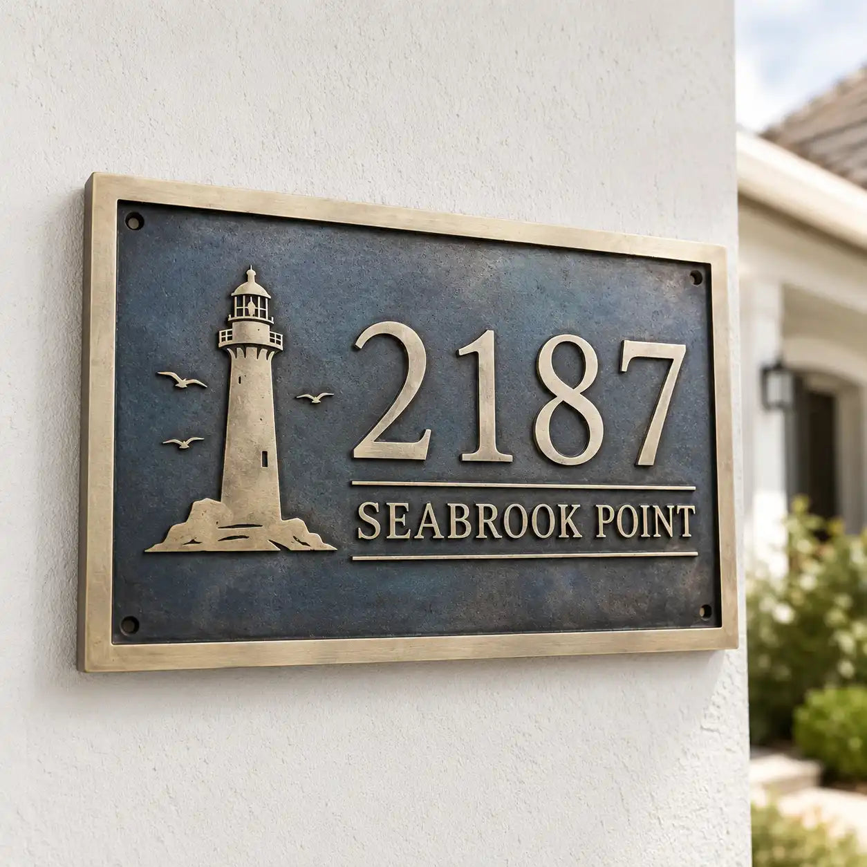 Custom brass number plaque for mailbox or gate