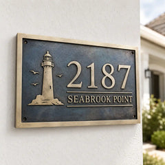 Custom brass number plaque for mailbox or gate