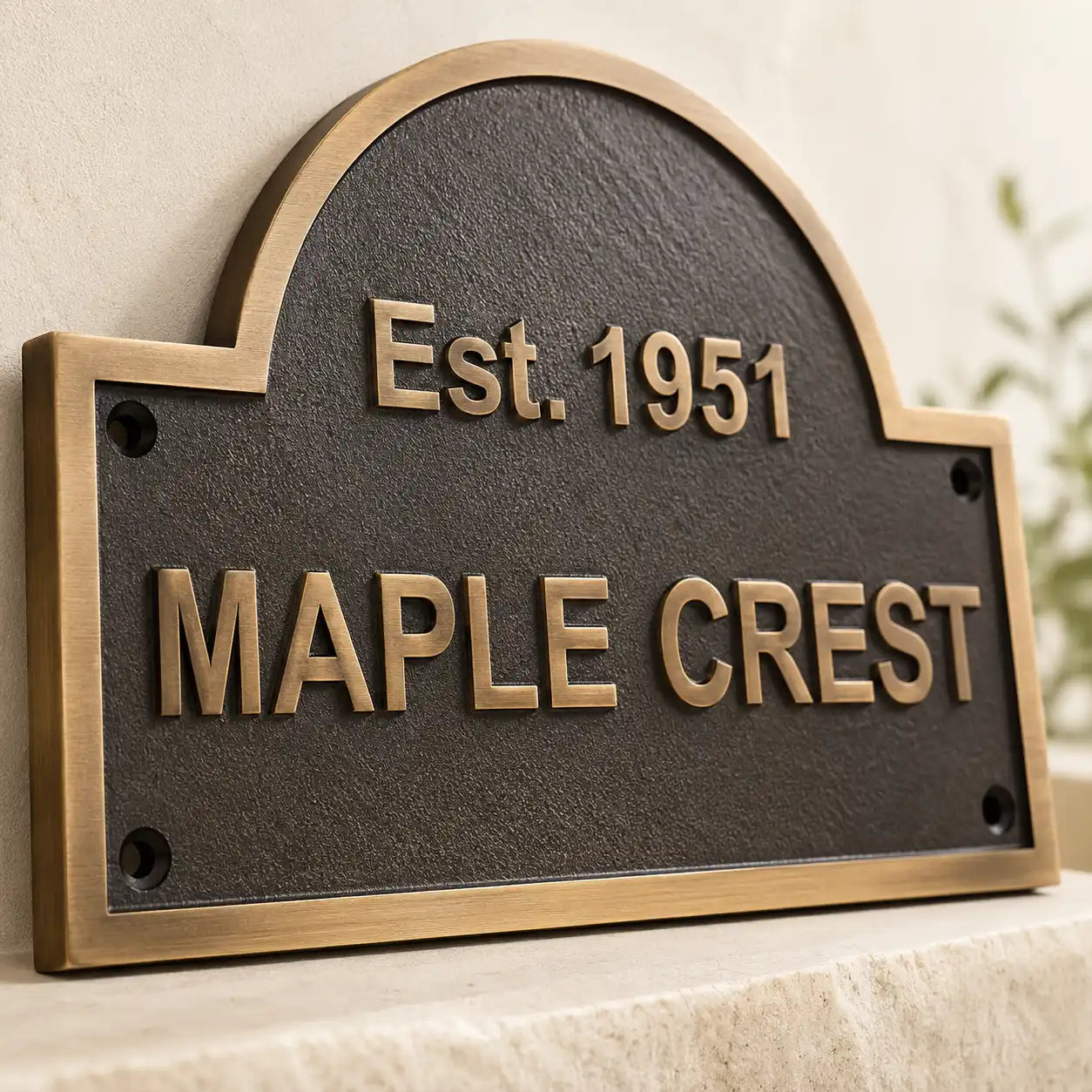 Custom bronze name and number plaque for homes with classic antique styling