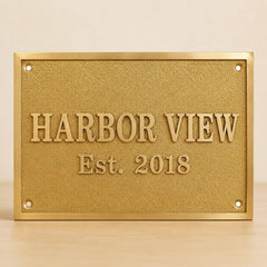 Premium brass plaque with black and silver engraved details