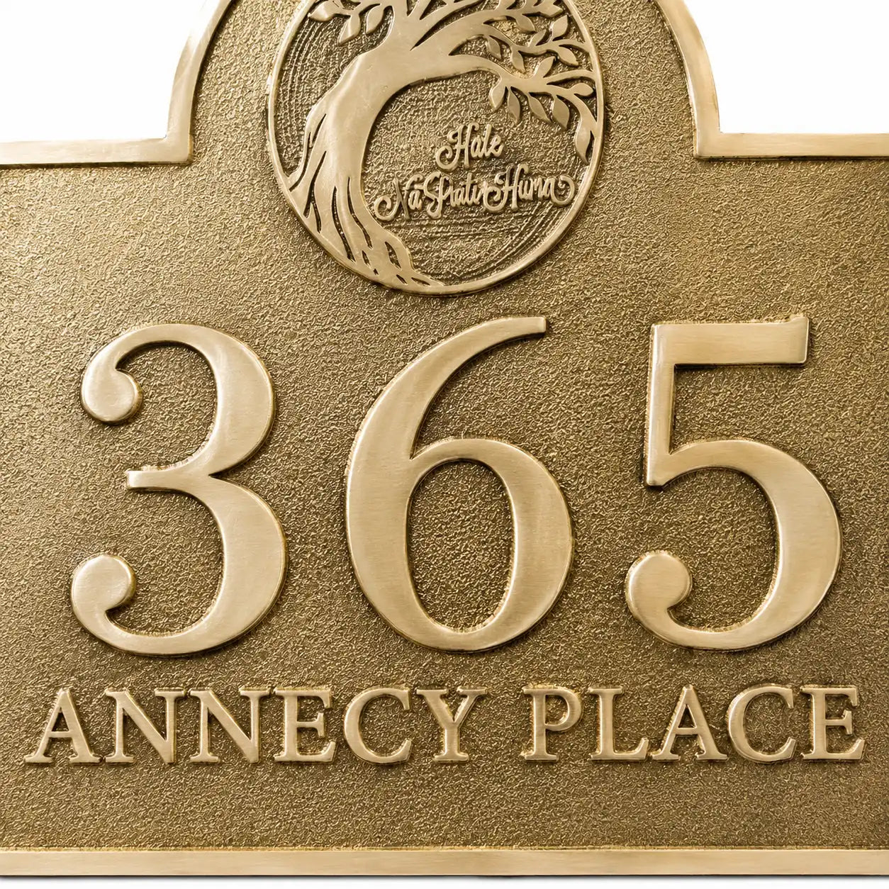 Decorative brass address plaque with custom engraving