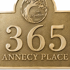 Decorative brass address plaque with custom engraving