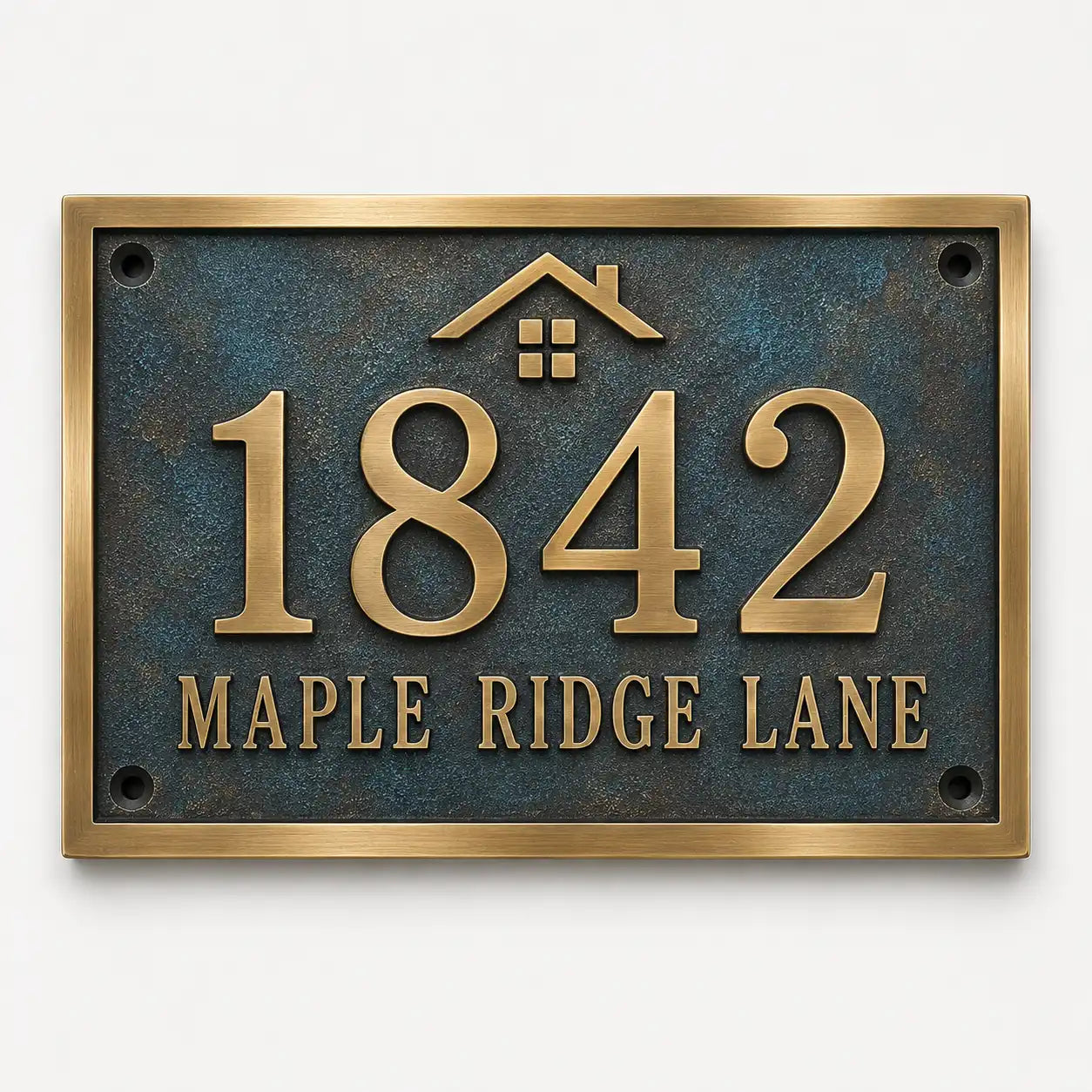 Oil rubbed bronze house number plaque with custom engraved address and numbers
