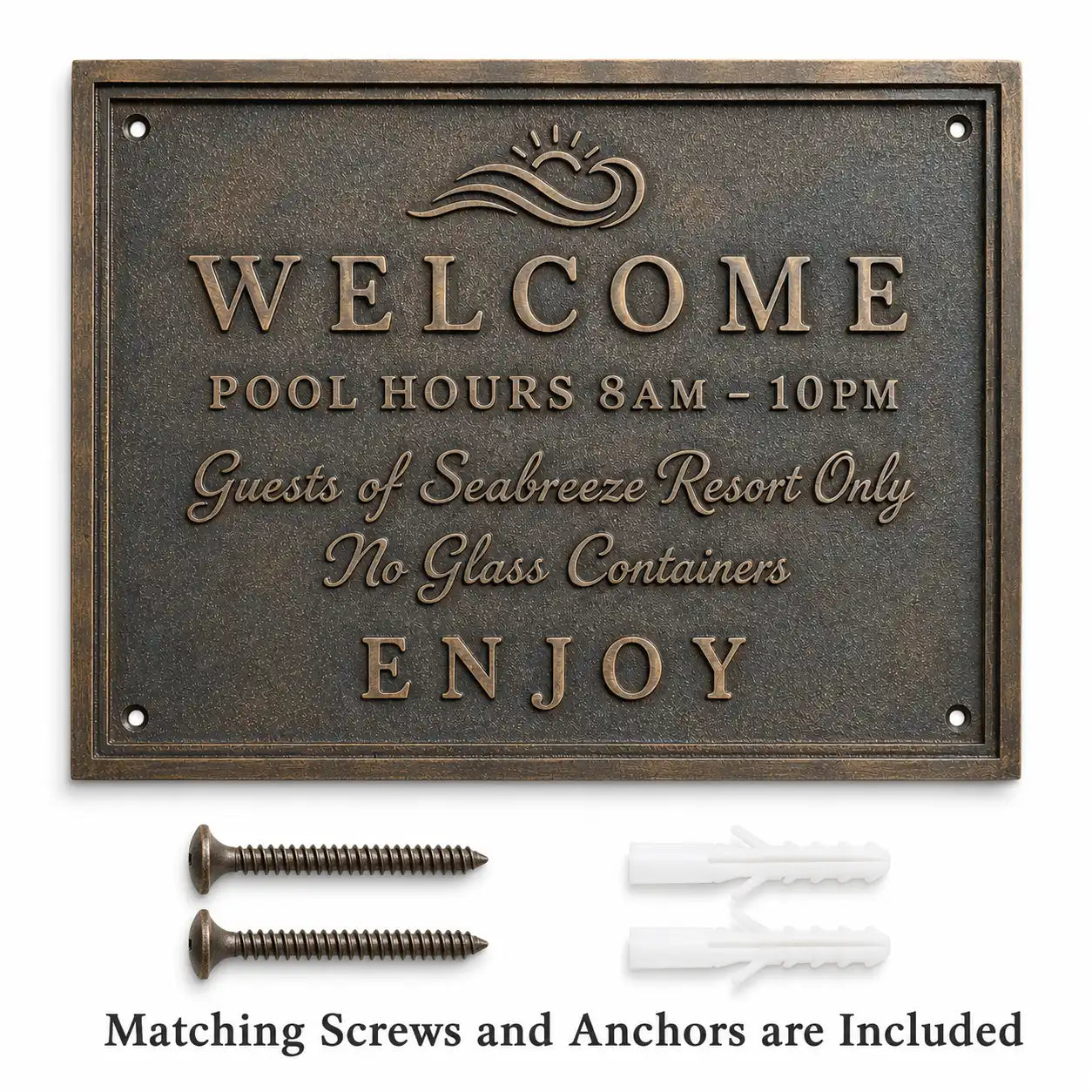 Custom Brass House Number Plaque presented with screws and anchors for easy mounting