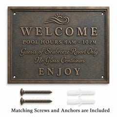 Custom Brass House Number Plaque presented with screws and anchors for easy mounting