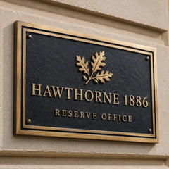 Personalized engraved brass house number plaque with premium craftsmanship