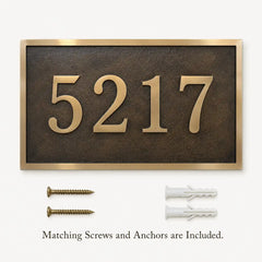 Personalized Custom Engraved Brass Plaque shown with included screws and wall anchors on a clean background.