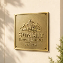 Engraved custom brass address plaque with house name