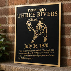 Custom engraved brass plaque with black and gold premium finish