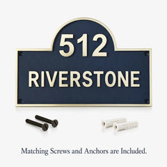 Custom House Number Signs alongside included mounting hardware for secure wall installation.