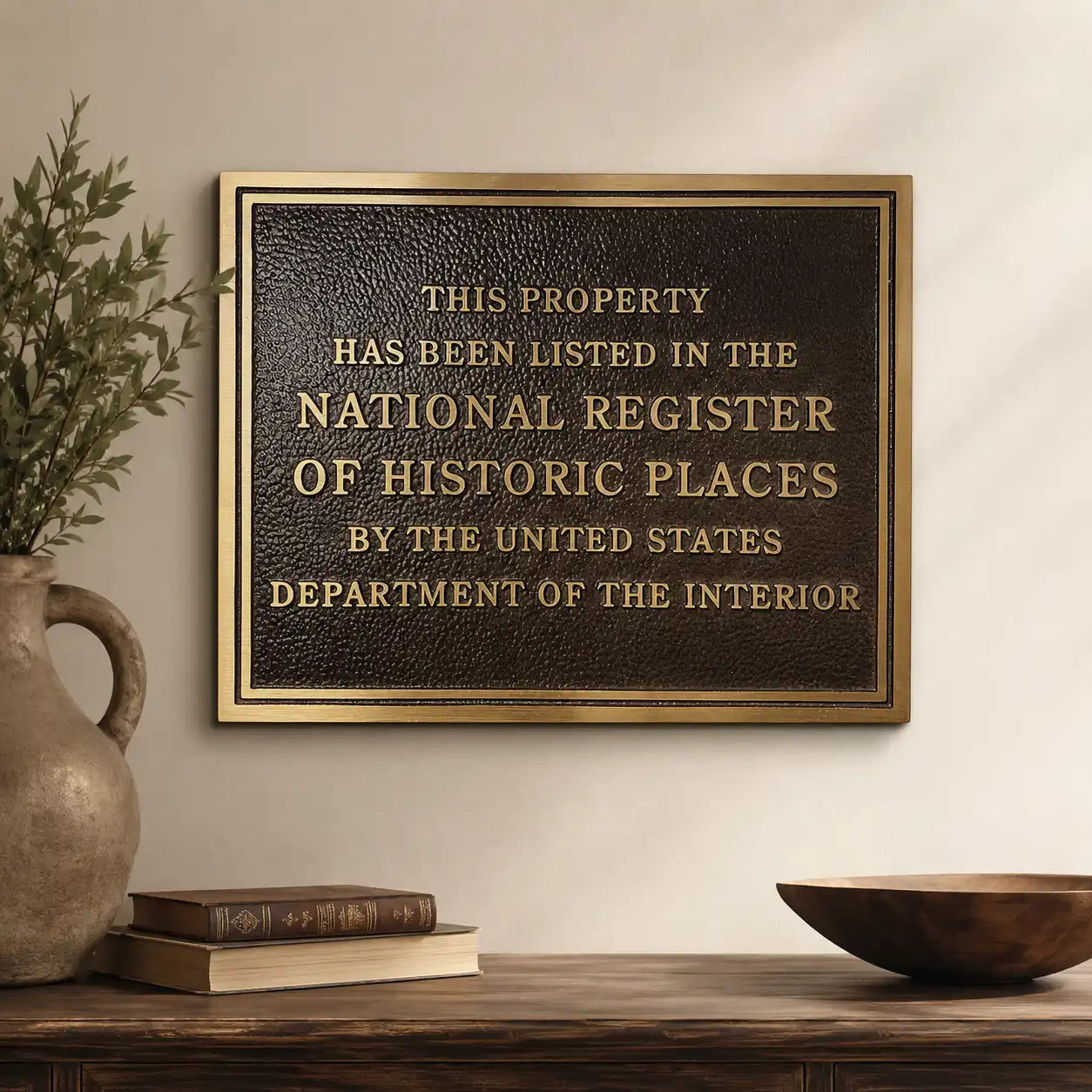 Brass or bronze historic plaque for buildings, landmarks, and museums