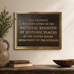 Brass or bronze historic plaque for buildings, landmarks, and museums