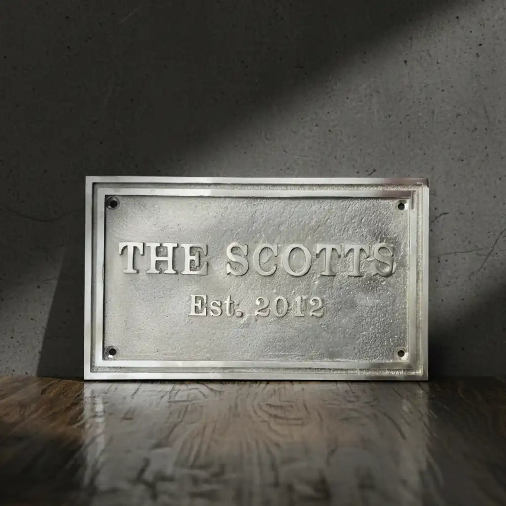 Custom Brass Name Plaque Silver