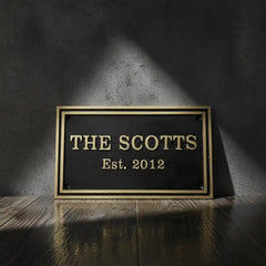 Personalized Brass Plaque Name & Address Black Finish