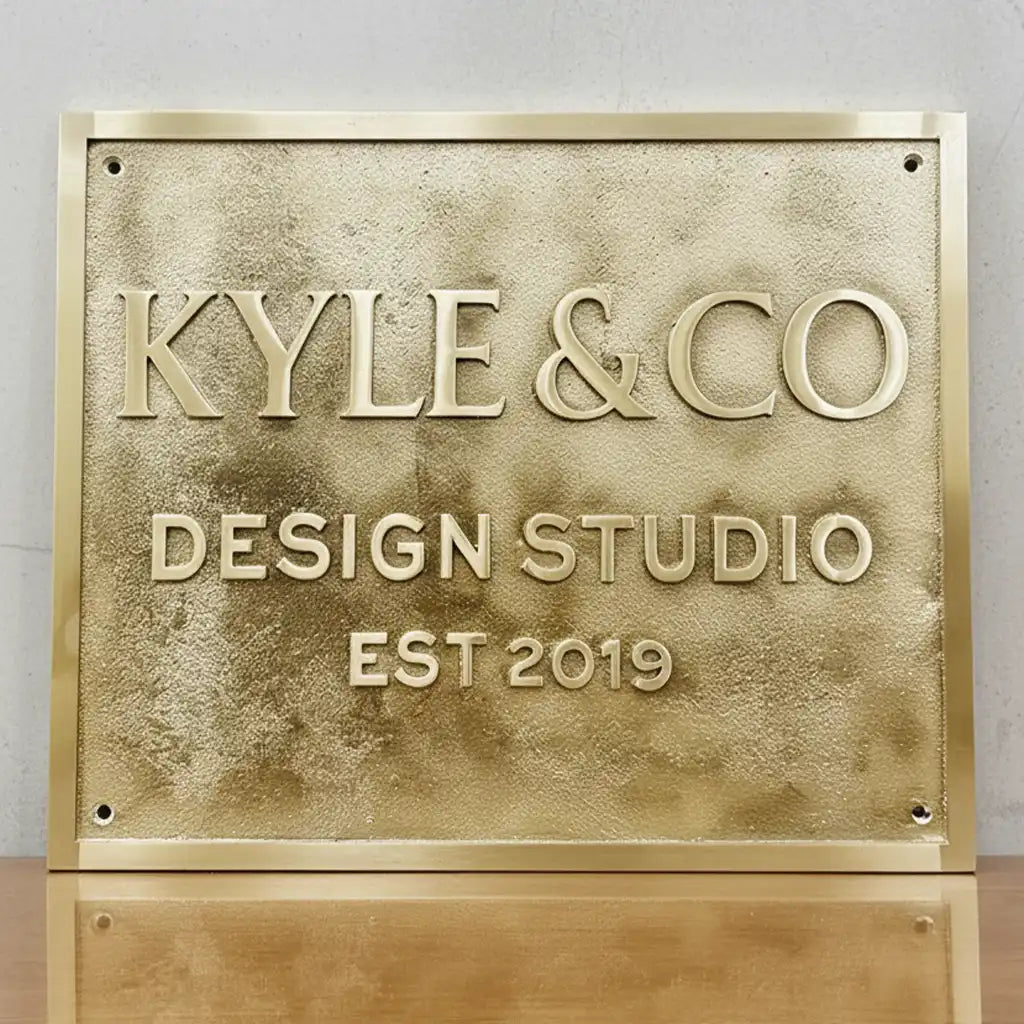Personalized engraved brass sign | Custom text brass nameplate