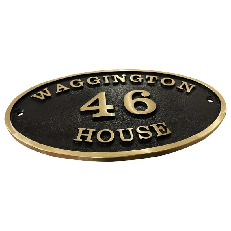 Bronze house number plaque oval Custom Brass Door Signage 