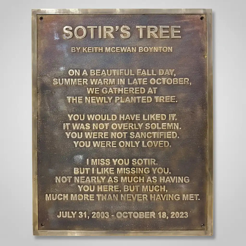 custom engraved bronze tribute plaque