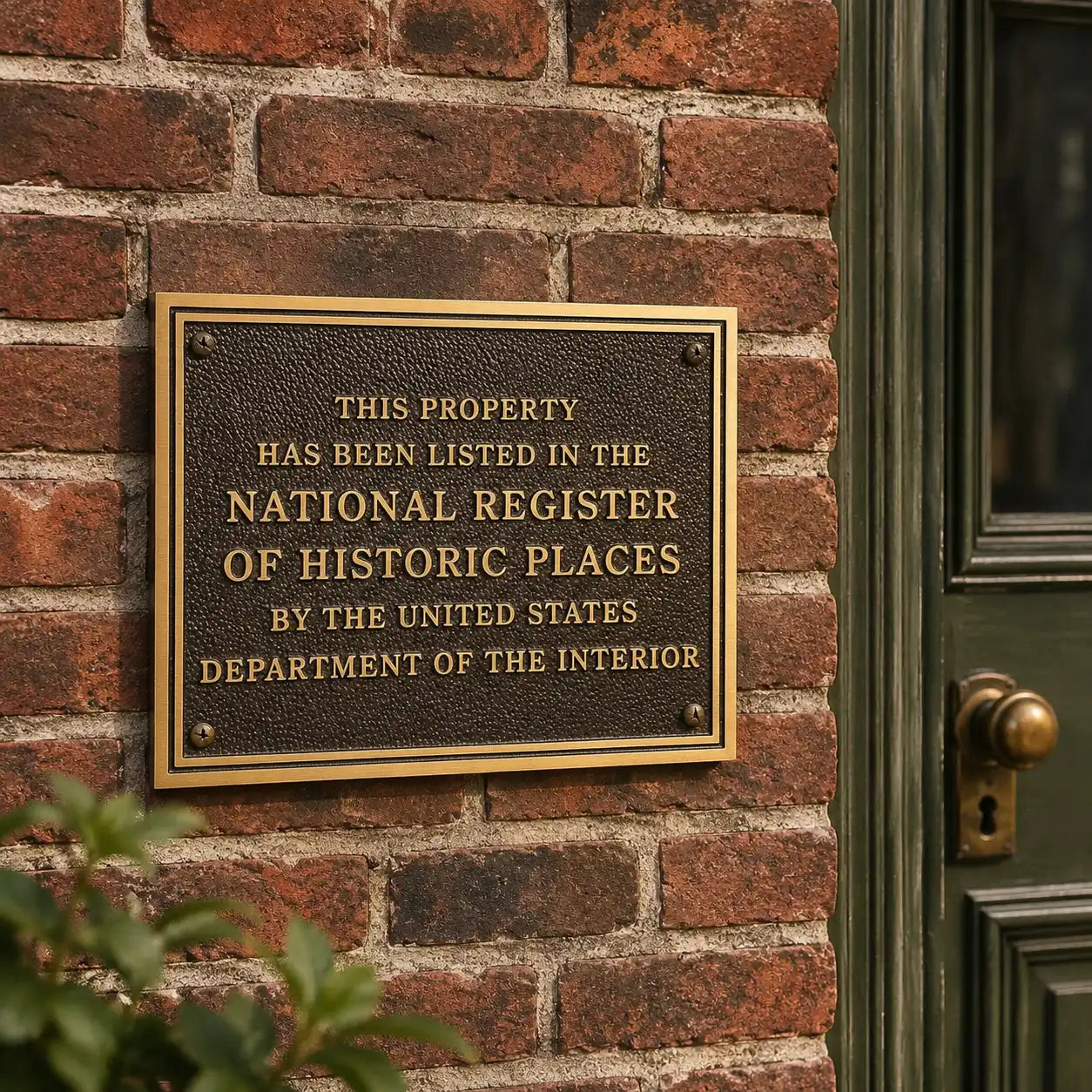 Custom historic building plaque with National Register inspired design