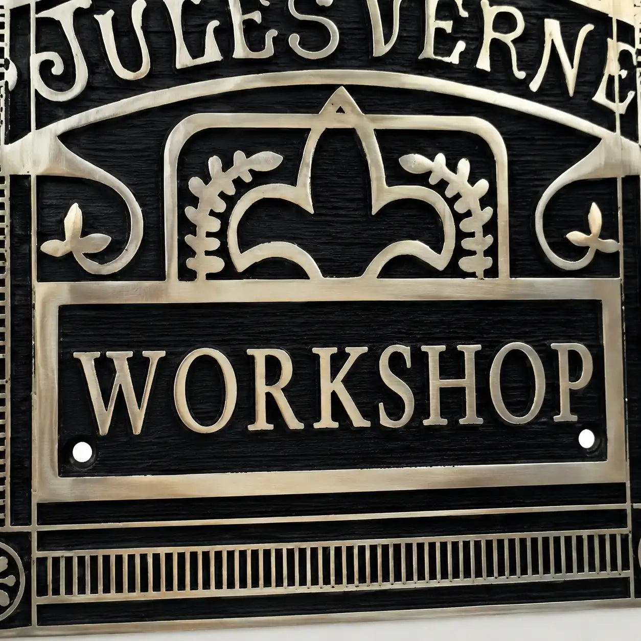 Solid brass engraved plaque with black and silver lettering