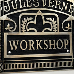 Solid brass engraved plaque with black and silver lettering