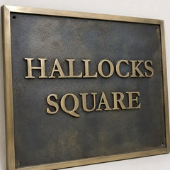 Personalized brass house sign for gates, walls, and entrances