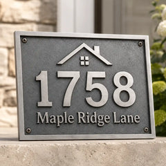 Personalized bronze house number plaque for front door or gate