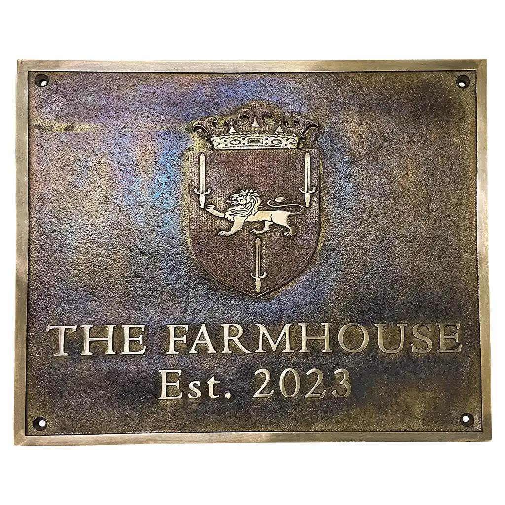 Antique bronze plaque, traditional bronze plaque outdoor