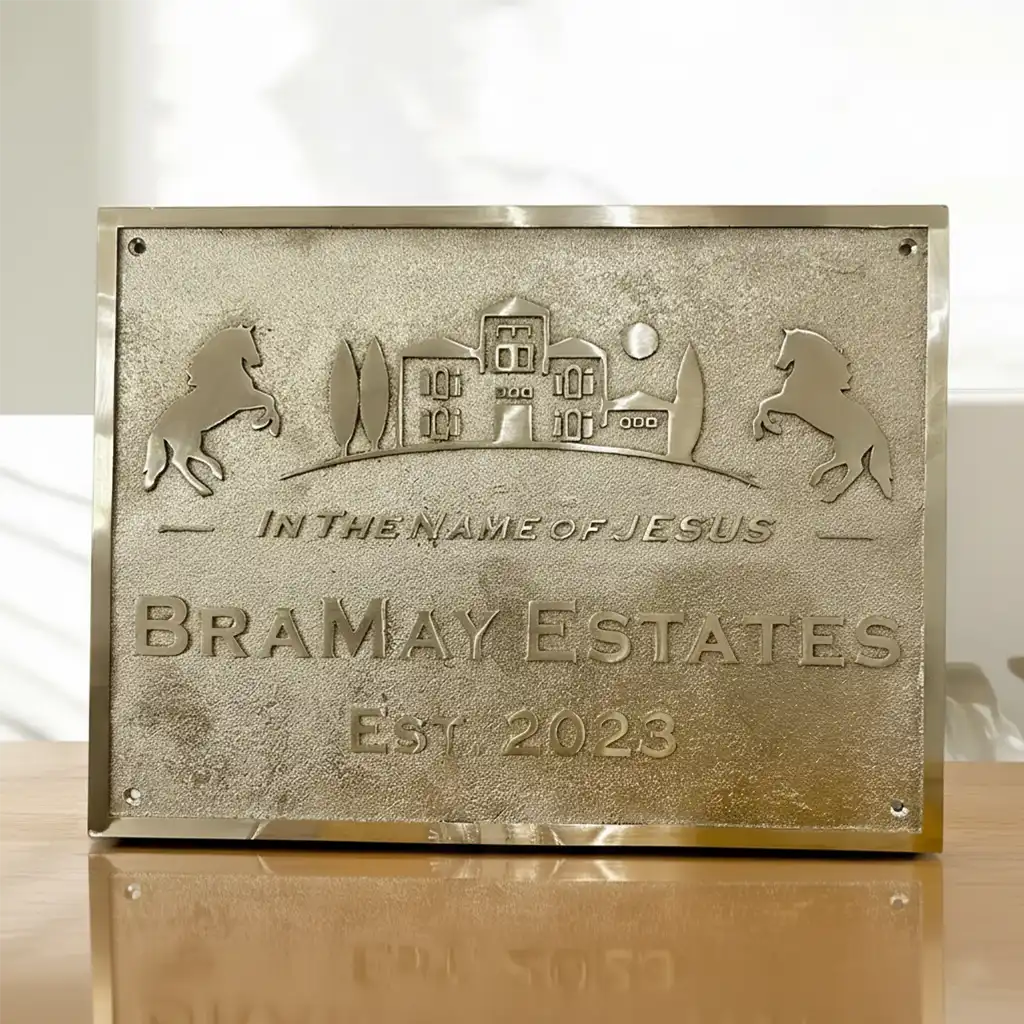 Engraved brass address plaque | Personalized brass name and number plate