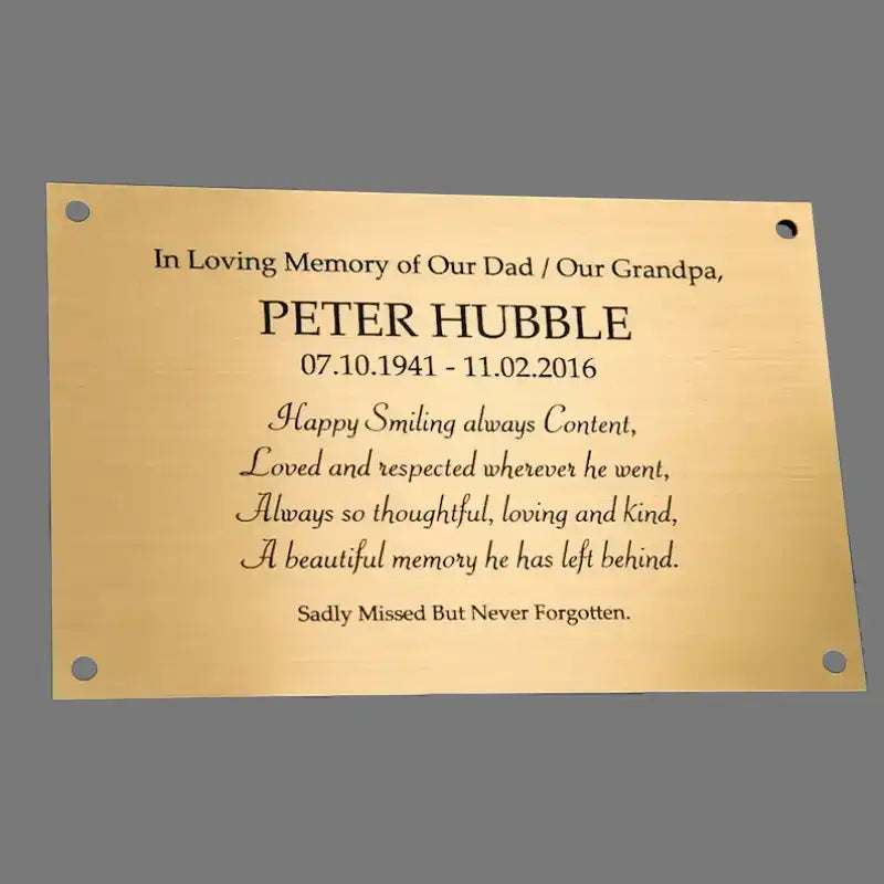 Brass remembrance nameplate