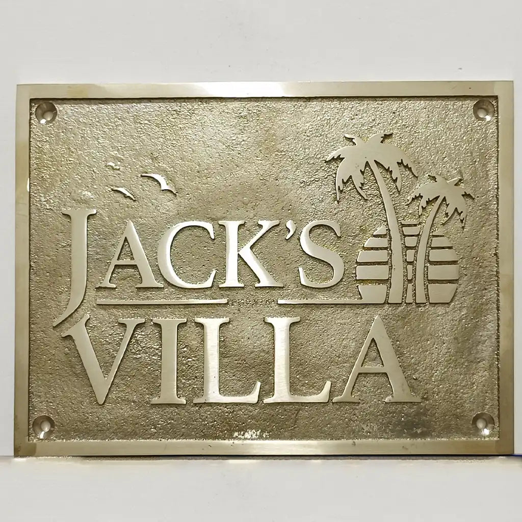 Engraved gold brass address plate | personalized brass plaque for home