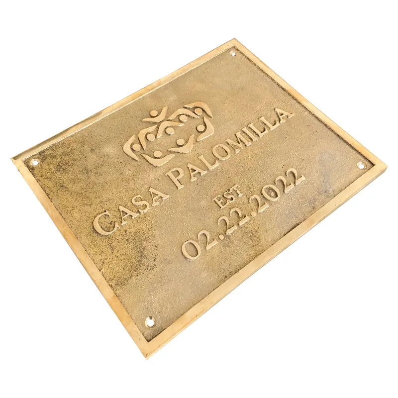 brass address plaque for villas and homes