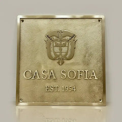 Brass plaque with personalized text | Engraved brass name and address plate