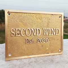 Polished brass house number plate | Engraved brass plaque for home entry