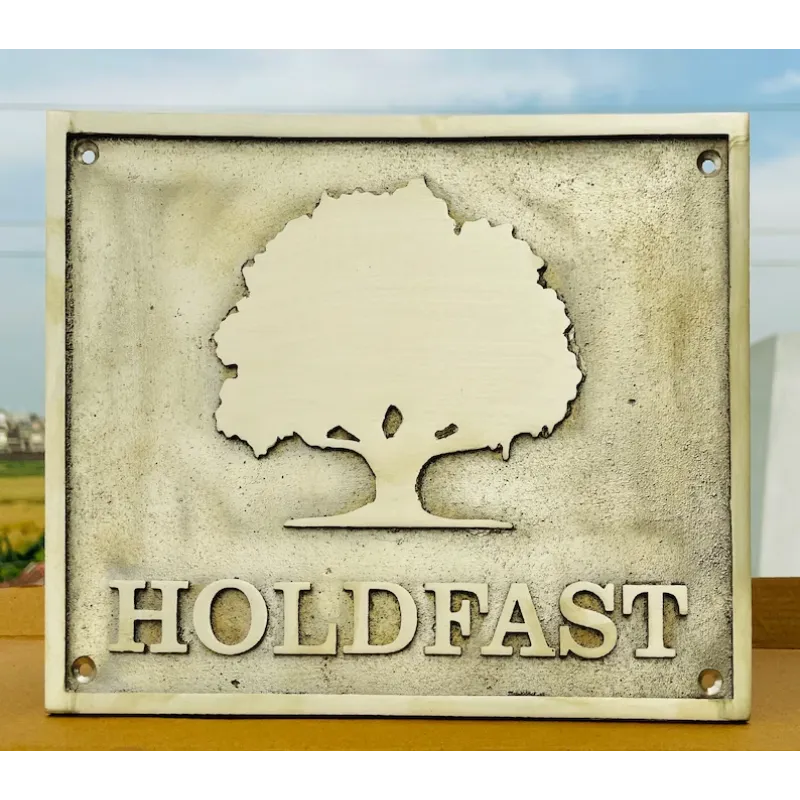 Engraved brass address plaque with tree