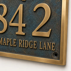 Personalized oil rubbed bronze address plaque for outdoor home signage