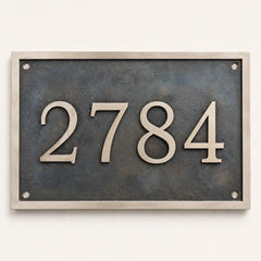 Personalized brass name plaque with black and silver finish