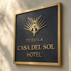 Personalized brass sign crafted from solid brass with custom text