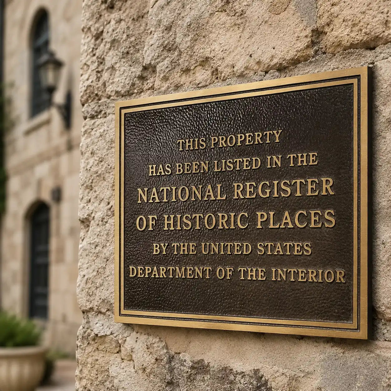 Engraved brass historic places plaque for heritage property display
