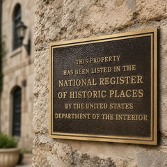 Engraved brass historic places plaque for heritage property display