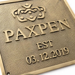 Premium solid brass plaque with personalized address engraving
