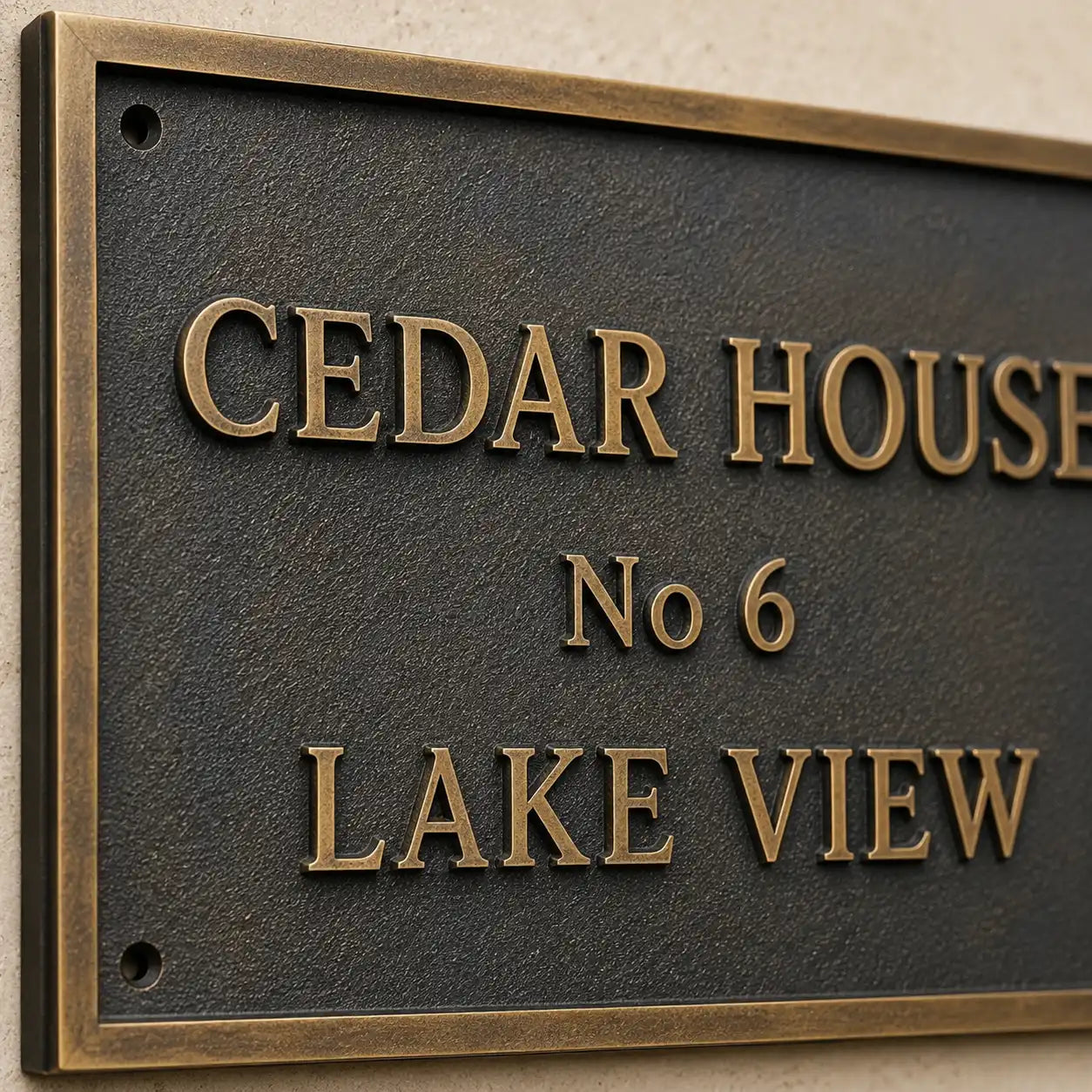 Elegant bronze house number sign with custom engraved details