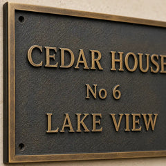 Elegant bronze house number sign with custom engraved details