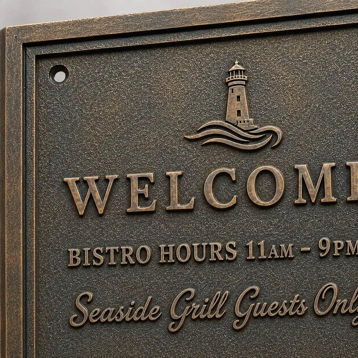 Handcrafted cast bronze plaque for memorials and commercial signage