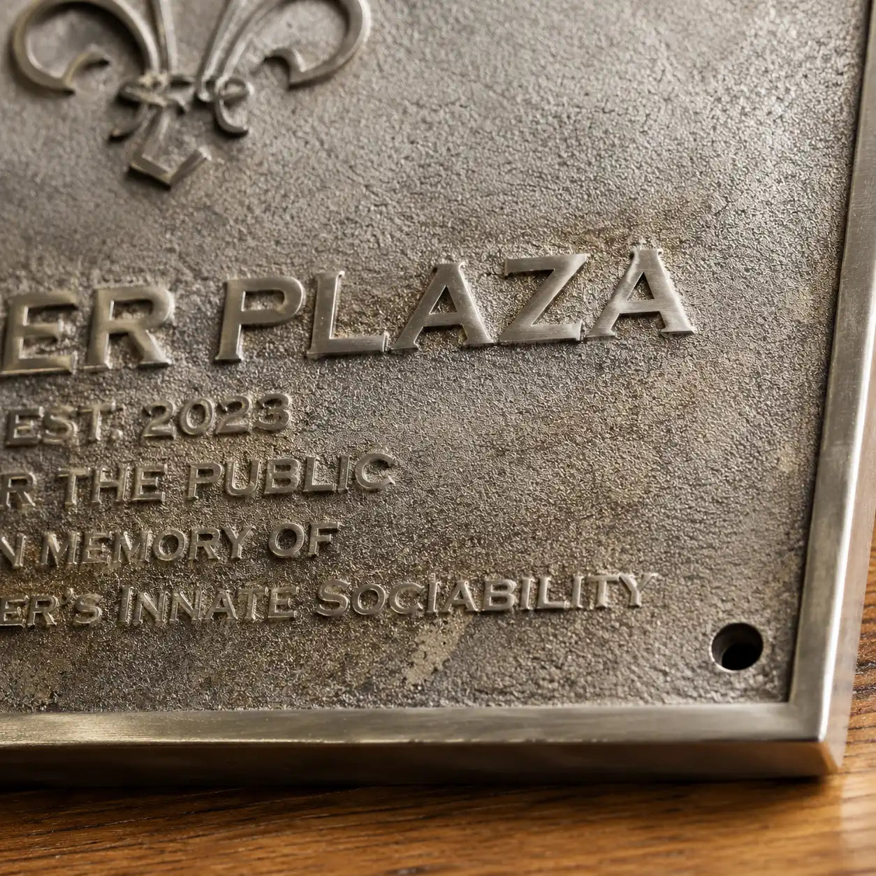 Brass address plaque with personalized name and house number